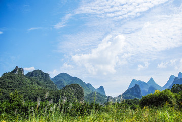 Fototapeta premium The mountains and countryside scenery with blue sky