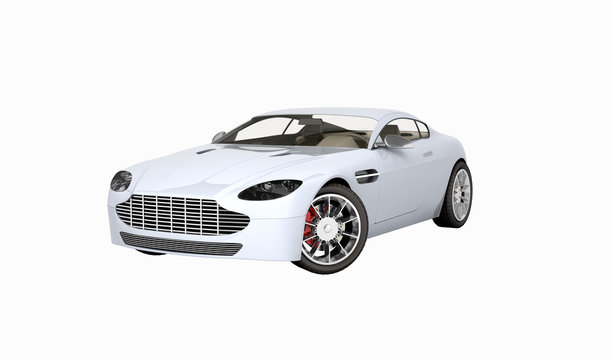 sport car vehicle without shadow on white background 3d