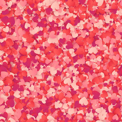 Red and pink heart shape confetti seamless pattern