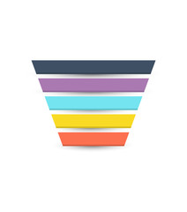Sales Funnel with 5 stages of the sales process. Vector illustration.