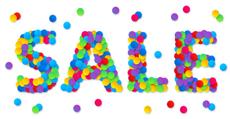 Big sale sign made from colorful confetti
