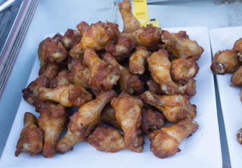 Fried chicken, Fried chicken wings piled together, The delicious