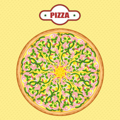 Delicious pizza from different ingredients.