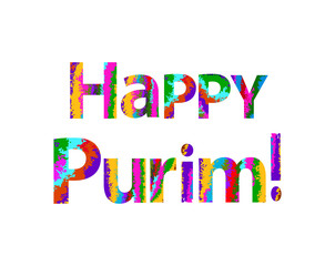 Colorful inscription Happy Purim. Vector illustration