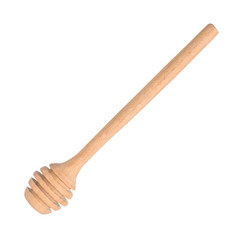 New clean wooden honey stick isolated on white