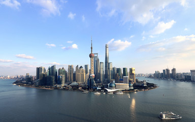 Aerial View of Shanghai cityscape and city skyline