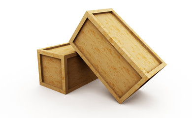 Wooden crate 3d illustration isolated on white background