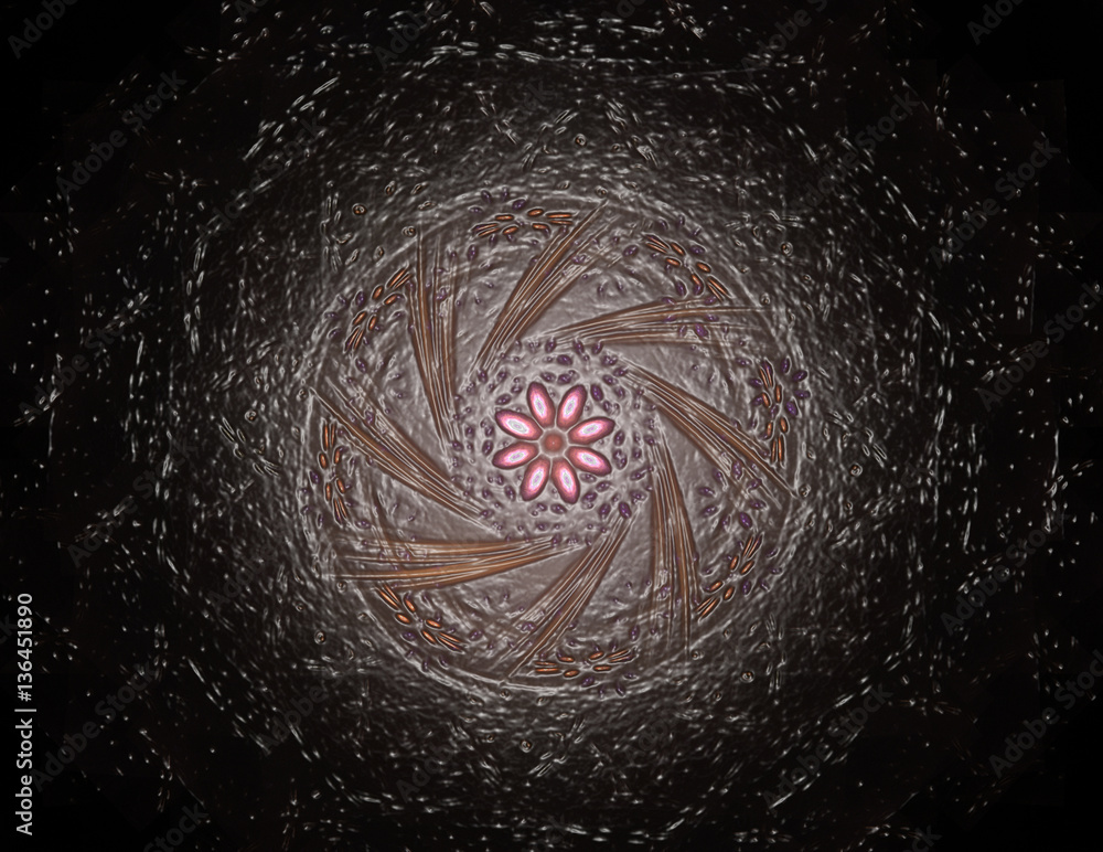 Poster lacy colorful clockwork pattern. digital fractal art design. abs