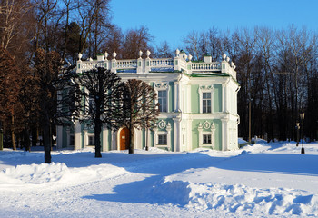 Russia, Moscow, February 2017. The architectural ensemble of the park Kuskovo. Italian house.