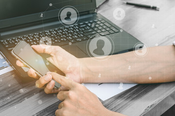 business technology concept,Business people hands use smart phon