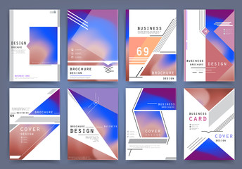 Business brochure 2017 vector set. Applicable for Banners, Placards, Posters, Flyers, cover design annual report, magazine, in A4 format. Modern geometric background template