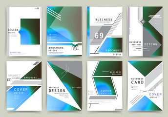 Business brochure 2017 vector set. Applicable for Banners, Placards, Posters, Flyers, cover design annual report, magazine, in A4 format. Modern geometric background template