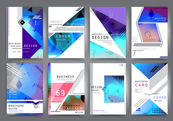 Business brochure 2017 vector set. Applicable for Banners, Placards, Posters, Flyers, cover design annual report, magazine, in A4 format. Modern geometric background template