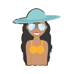 woman swimming suit and sunglasses icon, vector illustration