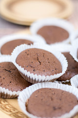 Chocolate cupcake in focus