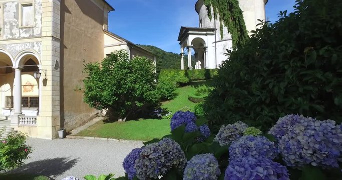 The Sacred Mountain of Varallo, a mountainside Christian devotional complex overlooking the town of Varallo Sesia, Italy.