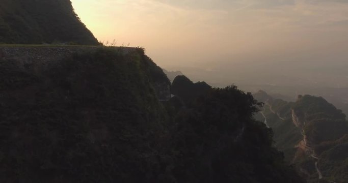 The long and windy 99 turn road going up to the summit of Tianmen shan in mountain national park, Hunan province, China.
