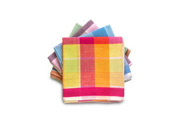 stack of folded handkerchiefs isolated on white background