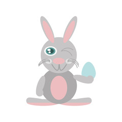 Easter rabbit with egg icon image, vector illustration