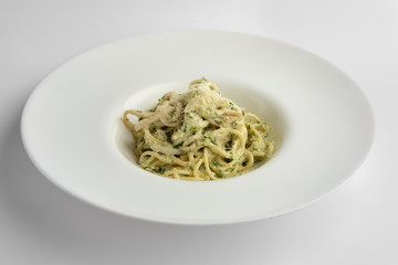 Plate of spaghetti with cheese