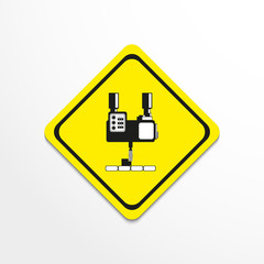 Milling work on an assembly line. Vector icon.