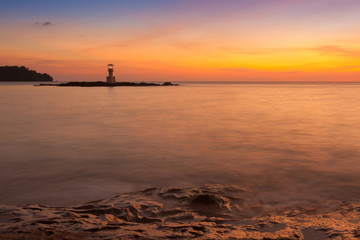 Panoramic dramatic sunset sky and tropical sea.