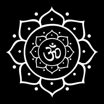 Vector Om Symbol and Lotus Flower Mandala Illustration