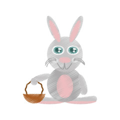 Easter rabbit with basket icon, vector illustration design