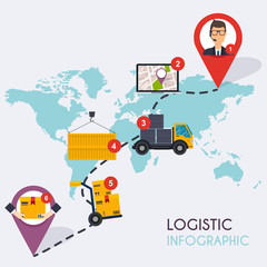 Logistic infographics. Set of flat warehouse icons logistic blan