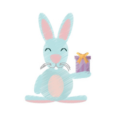 Easter rabbit with gift icon icon, vector illustration design