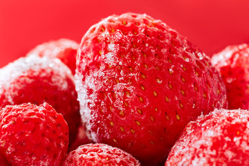Strawberries, frozen. Macro
