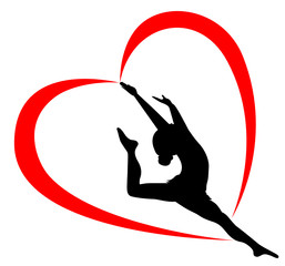 gymnastics logo. gymnast athlete. logo in the form of heart
