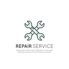 Vector Icon Style Illustration Concept of repair company or plumbing service, maintenance office, Isolated Logo