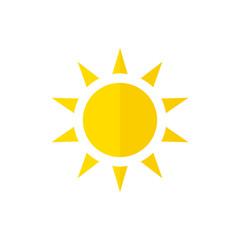 Vector sun icon. Flat style with shadow.