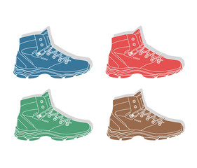 set of casual winter shoes, vector, illustration,
