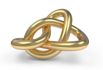 Golden Knot, 3D illustration isolated on white