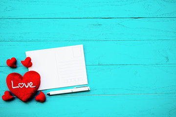 Red heart on the letter blank.