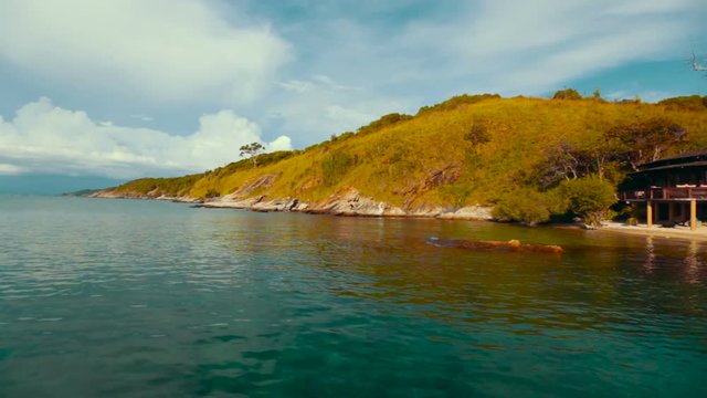 Island in the ocean view from the water