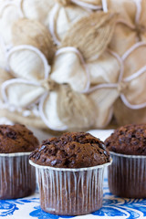 Several chocolate muffins