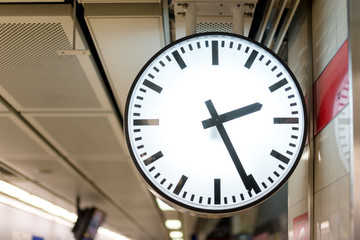 A clock in the subway station.