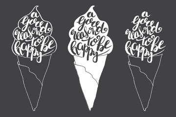Typography poster with lettering inside. The inscription in ice cream