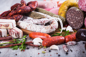 tasty meat and sausage products