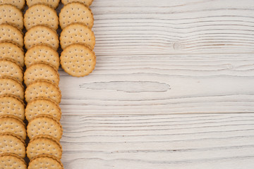 Cookies on the old wooden table.