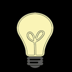 Light yellow light bulb icon on black background