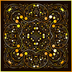 Square gold curl vector pattern