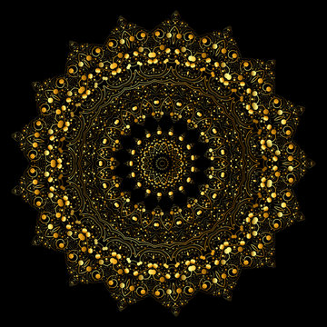 Round gold curl vector mandala