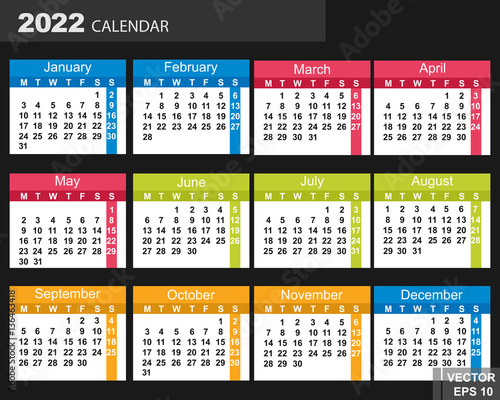 &quot;The calendar. New Year 2022 date. For your design.&quot; Stock image and