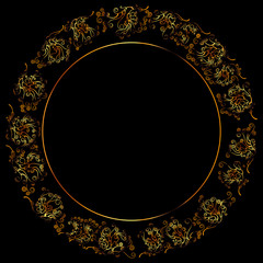 Gold vector curl  round frame 