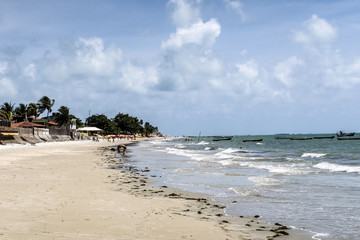 people enjoy the beach at Ponta Preta in the island of Capo verd