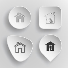 4 images: home, home toilet, workshop. Home set. White concave b